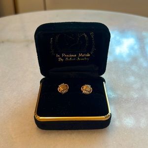 Classic Two-Tone Stud Earrings—Elephant Hair by Safari Jewelry